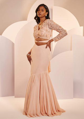Shloka Khialani-Mindy Fishtail Skirt With Blouse-INDIASPOPUP.COM