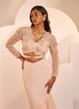 Shloka Khialani-Mindy Fishtail Skirt With Blouse-INDIASPOPUP.COM