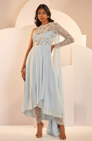 Shloka Khialani-Sophia Powder Blue Kurta With Pant-INDIASPOPUP.COM