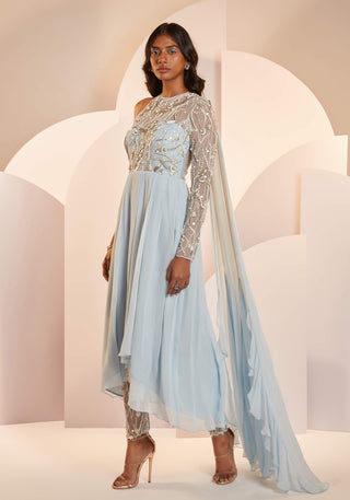 Shloka Khialani-Sophia Powder Blue Kurta With Pant-INDIASPOPUP.COM