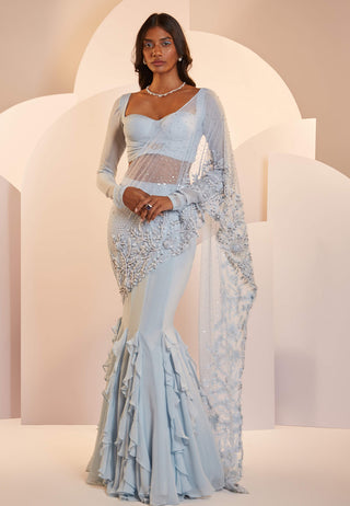 Shloka Khialani-Christina Powder Blue Skirt With Corset Top-INDIASPOPUP.COM