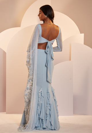 Shloka Khialani-Christina Powder Blue Skirt With Corset Top-INDIASPOPUP.COM