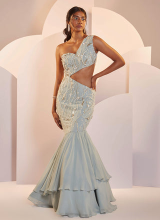 Shloka Khialani-Hailey Mint Green Gown-INDIASPOPUP.COM