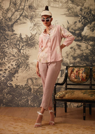 Kalista-Blush Pink Printed Tunic And Pants-INDIASPOPUP.COM