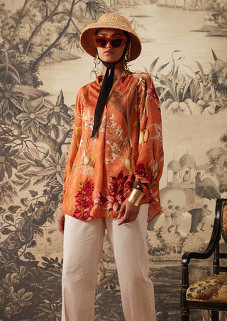 Kalista-Rust Printed Tunic-INDIASPOPUP.COM