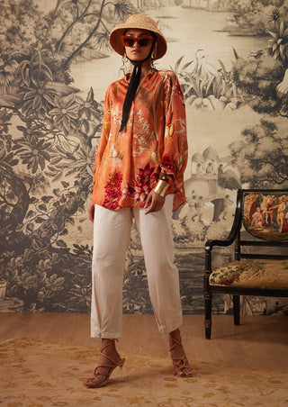 Kalista-Rust Printed Tunic And Pant-INDIASPOPUP.COM