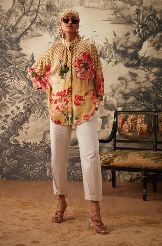 Kalista-Mustard Printed Tunic And Pant-INDIASPOPUP.COM