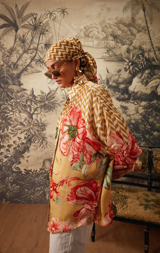 Kalista-Mustard Printed Tunic And Pant-INDIASPOPUP.COM