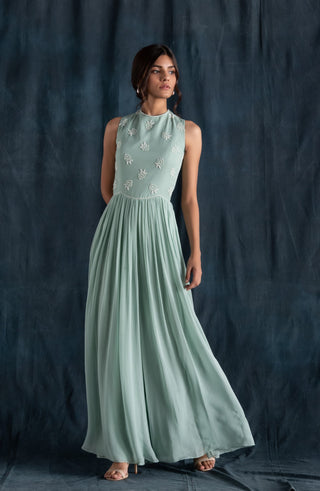 Lavanya Ahuja-Mint Flared Jumpsuit-INDIASPOPUP.COM
