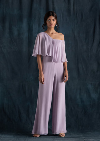 Lavanya Ahuja-Lilac Jumpsuit With Cape-INDIASPOPUP.COM