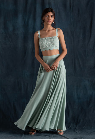 Lavanya Ahuja-Mint Scallop Detail Lehenga Set-INDIASPOPUP.COM