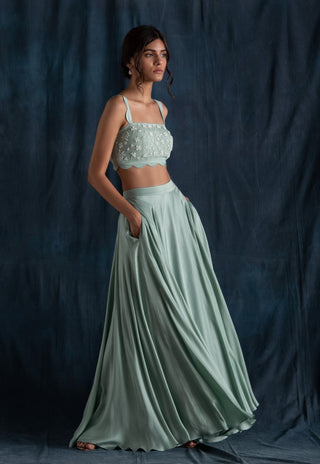 Lavanya Ahuja-Mint Scallop Detail Lehenga Set-INDIASPOPUP.COM