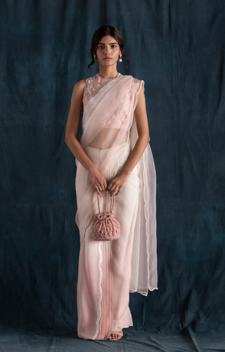 Lavanya Ahuja-Blush & Ivory  Pre-Stitched Saree-INDIASPOPUP.COM