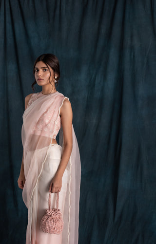 Lavanya Ahuja-Blush & Ivory  Pre-Stitched Saree-INDIASPOPUP.COM