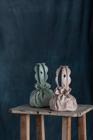 Lavanya Ahuja-Mint Hand Embroidered Drawstring Bag-INDIASPOPUP.COM