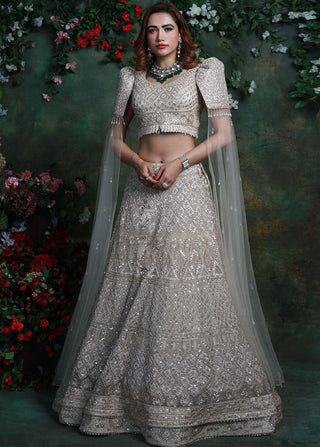 Archana Kochhar-Beige Embroidered Lehenga Set-INDIASPOPUP.COM