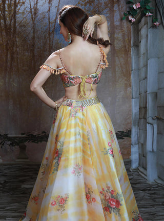 Archana Kochhar-Ivory And Yellow Lehenga Set-INDIASPOPUP.COM