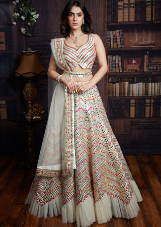 Archana Kochhar-Ivory Embroidered Lehenga Set-INDIASPOPUP.COM