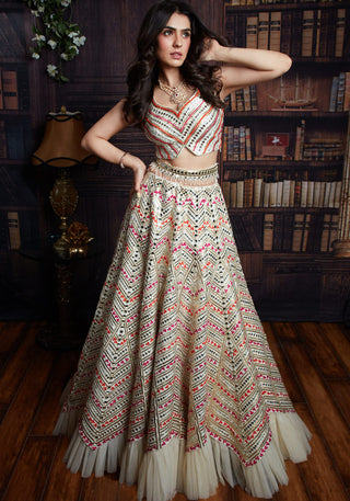 Archana Kochhar-Ivory Embroidered Lehenga Set-INDIASPOPUP.COM