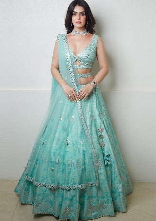 Archana Kochhar-Blue Tie Dye Lehenga Set-INDIASPOPUP.COM