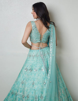 Archana Kochhar-Blue Tie Dye Lehenga Set-INDIASPOPUP.COM