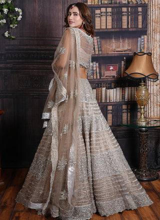 Archana Kochhar-Beige Shimmering Lehenga Set-INDIASPOPUP.COM