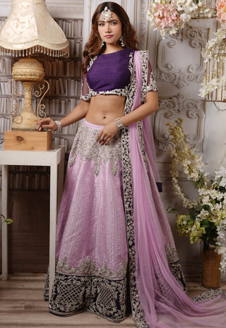 Archana Kochhar-Lavender Embroidered Lehenga Set-INDIASPOPUP.COM