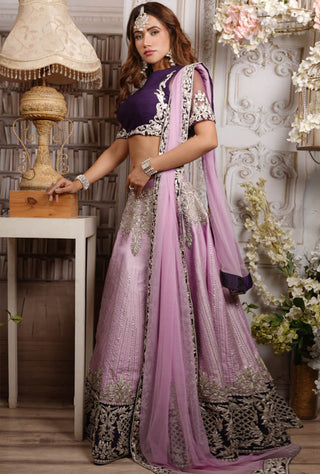 Archana Kochhar-Lavender Embroidered Lehenga Set-INDIASPOPUP.COM
