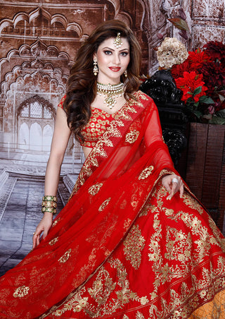 Archana Kochhar-Red Embellished Lehenga Set-INDIASPOPUP.COM