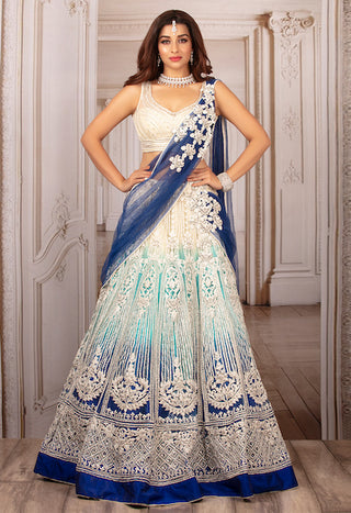 Archana Kochhar-Blue Intricate Embroidered Lehenga Set-INDIASPOPUP.COM