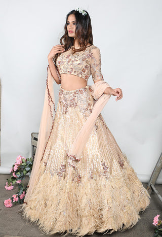 Archana Kochhar-Gold Embroidered Lehenga Set-INDIASPOPUP.COM