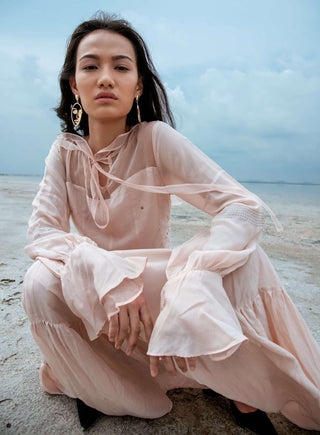 The Loom Art-Peach Lucid Dream Dress-INDIASPOPUP.COM