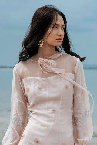 The Loom Art-Peach Lucid Dream Dress-INDIASPOPUP.COM