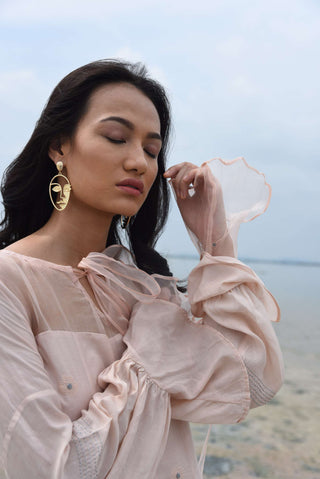 The Loom Art-Peach Lucid Dream Dress-INDIASPOPUP.COM