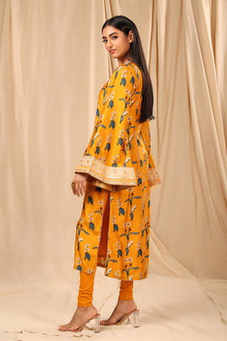 House Of Masaba-Mustard Spring Blossom Kurta With Legging-INDIASPOPUP.COM