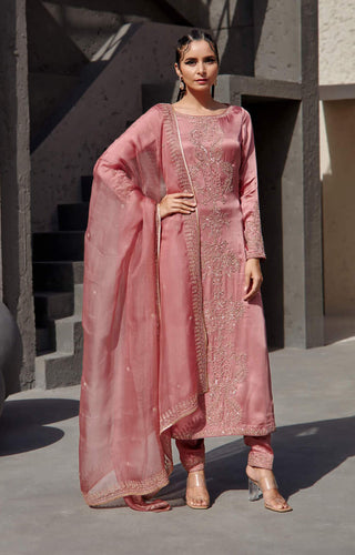 Jigar Mali-Aurora Pink Straight Suit Set-INDIASPOPUP.COM