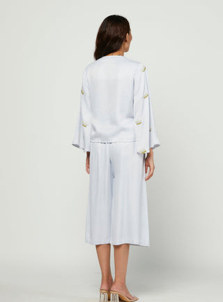 Meadow-Blue Embroidered Top & Pants-INDIASPOPUP.COM