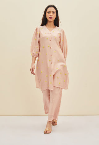 Meadow-Blush Pink Mistflower Tunic Set-INDIASPOPUP.COM