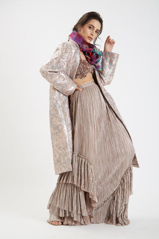 Nidhi Yasha-Grey Skirt Set-INDIASPOPUP.COM