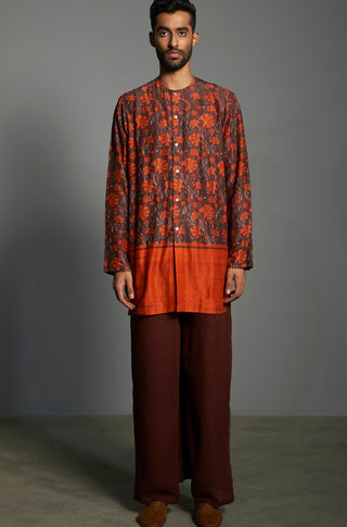 Saksham & Neharicka-Orange & Brown Printed Kurta-INDIASPOPUP.COM