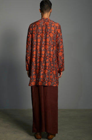 Saksham & Neharicka-Orange & Brown Printed Kurta-INDIASPOPUP.COM