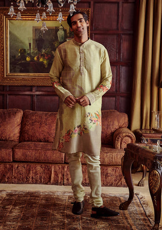 Kalista Men-Aadim Mint Green Kurta And Pant-INDIASPOPUP.COM