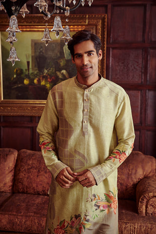 Kalista Men-Aadim Mint Green Kurta And Pant-INDIASPOPUP.COM