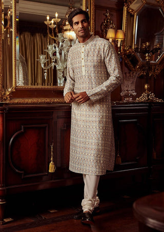 Kalista Men-Ezhil Powder Blue Kurta And Pant-INDIASPOPUP.COM