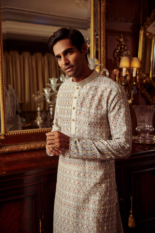 Kalista Men-Ezhil Powder Blue Kurta And Pant-INDIASPOPUP.COM