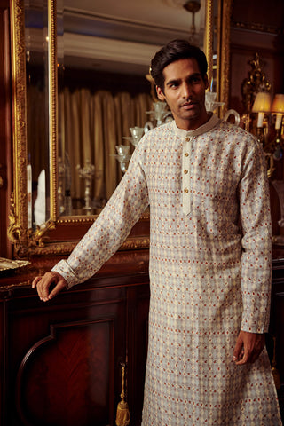 Kalista Men-Ezhil Powder Blue Kurta And Pant-INDIASPOPUP.COM