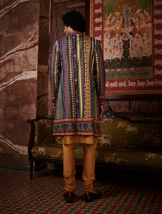 Kalista Men-Aslan Olive Green Jacket Kurta Set-INDIASPOPUP.COM