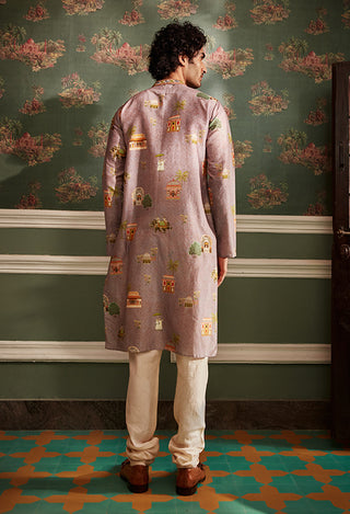 Kalista Men-Arnav Lilac Kurta With Churidar-INDIASPOPUP.COM
