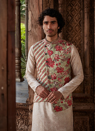 Kalista Men-Vivaan Asymmetric Bundi Kurta Set-INDIASPOPUP.COM