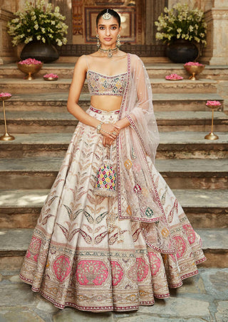 Matsya-Ivory Rambagh Lehenga Set-INDIASPOPUP.COM